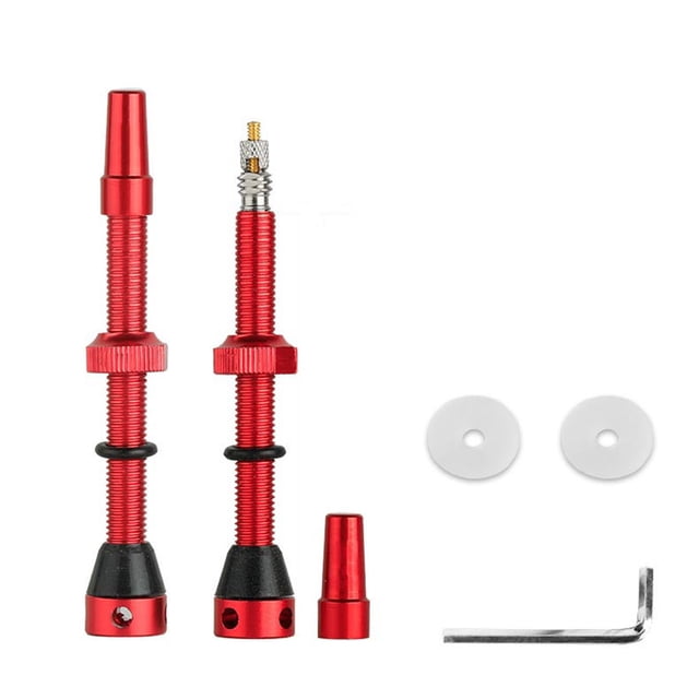 Maytalsory Lot de 2 Soupapes de Bicyclette Embout de Tige en Alliage Français Vélo de Route Pièces de Réparation de Pneu Sans Chambre à Air Outils de Roue de Remplacement Rouge 1 Ensemble