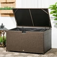 thumbnail image 2 of Outsunny Coffre de Terrasse en Rotin de 113 Gallons avec Couvercle et Poignée, Brun, 2 of 10