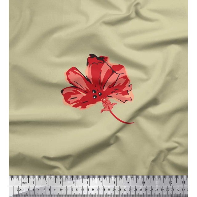 Soimoi polyester Crepe Fabric Artistic Flower Fabric Prints By Yard 42 Inch Wide