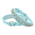 thumbnail image 2 of Spiked Studded Rivet Leather Dog Collar for Cats Puppy Small Medium Pets,Light Blue,XXS 25*2.5 CM, 2 of 7