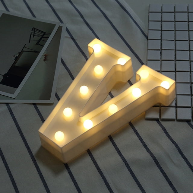 Special Offer! Alphabet LED Letter Lights Light Up White Plastic Letters Standing Hanging V