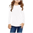 thumbnail image 2 of LOVZFMLL Hauts pour Petites Filles, T-Shirt de Pyjama à Col Rond à Manches Longues, Uni, Essentiel, Confortable, Quotidien, Polyvalent pour Superposition, Vêtements d'Automne 11-12 Ans Vêtements pour Filles, 2 of 7