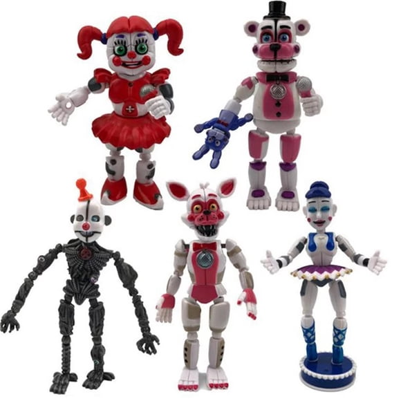 5Pcs Five Nights At Freddy's Game FNAF-Figure Funtime Freddy Foxy Sister Location Lightening Movable Action Figures Gift Toys,Hot Figure Toys Gift for Kids Christmas Birthday Decorations