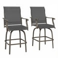 thumbnail image 1 of Outsunny Outdoor Swivel Bar Stools - Set of 2, High Back Curved Armrests, 1 of 10