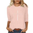 thumbnail image 2 of BVOFAR T-Shirts Chrétiens pour Femmes à Imprimé de Lettres, Col Rond Décontracté, Manches 3/4, Hauts, Cadeaux des Fêtes, T-Shirts Bénis, 2 of 5