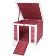 thumbnail image 1 of PawHut Wooden Rabbit Hutch Bunny Cage w/ Run & Tray, Red, 1 of 10