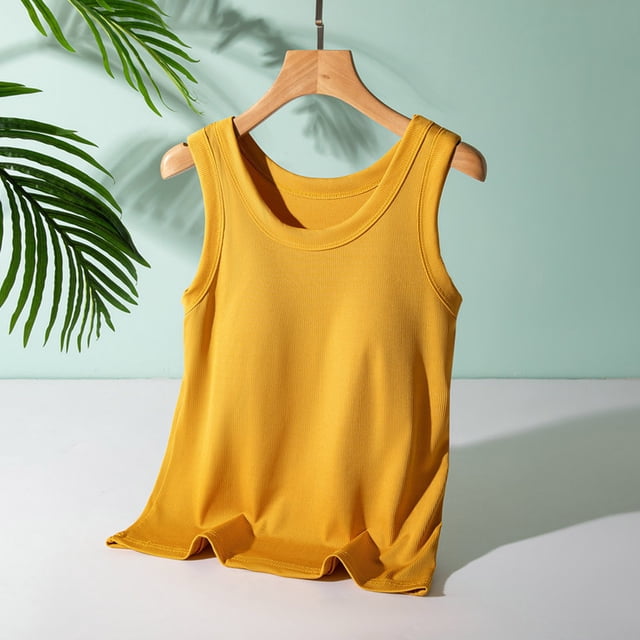 UPPADA Womens Crewneck Tank Tops Summer Sleeveless Scoop Neck Tees Solid Color Basic Slim Fitted Cami Shirts Womens Tank Tops Camisole Top Built In Bra Adjustable Straps,Clearance on sale