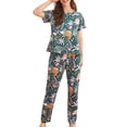 thumbnail image 1 of Innerwin Pajamas Set Plaid Printed Ladies Sleepwear Home Color Block Basic Nightwear Botanical Garden L, 1 of 3