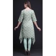 thumbnail image 3 of Bimba Kurti Asymétrique Imprimé Floral Feuilles de Trèfle Vert pour Femmes Robe d'Été Indienne Tunique Grand, 3 of 6