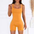 thumbnail image 2 of AherBiu Workout Bodysuits for Women Square Neck Sleeveless Compression Gym Yoga Short Jumpsuits Rompers, 2 of 7