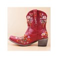 thumbnail image 4 of LUXUR Bottes pour Femmes Brodées Florales Bottines Bout Rond Courtes Rehaussées Chaussures d'Hiver Rouges 11, 4 of 6