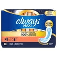 thumbnail image 3 of Always Maxi Overnight Pads without Wings for Women, Size 4, Overnight Absorbency, Unscented, 28 Count, 3 of 17