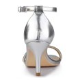 thumbnail image 2 of BLISSFUL STEP Women's Solid Color Open Toe Rhines Ankle Strap Stiletto Sandals Silver 6, 2 of 8