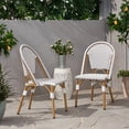 thumbnail image 1 of Outdoor PE Ratten and Aluminum French Bistro Chairs, Set of 2, Rusted Grey & White, Bamboo Print Finish, 1 of 5