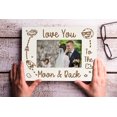 thumbnail image 2 of Darling Souvenir Made With Love Engraved Table Top Photo Frame Wooden Love You Moon & Back Quotes White Picture Frame Gift For Brothers Day, 4x6 Inches Horizontal Photo Size, 2 of 8