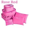 thumbnail image 1 of 6pcs Set Travel Storage Bags Suitcase Packing Set Storage Cases Portable Luggage Organizer Clothes Shoe Foldable Organizer RoseRed, 1 of 6
