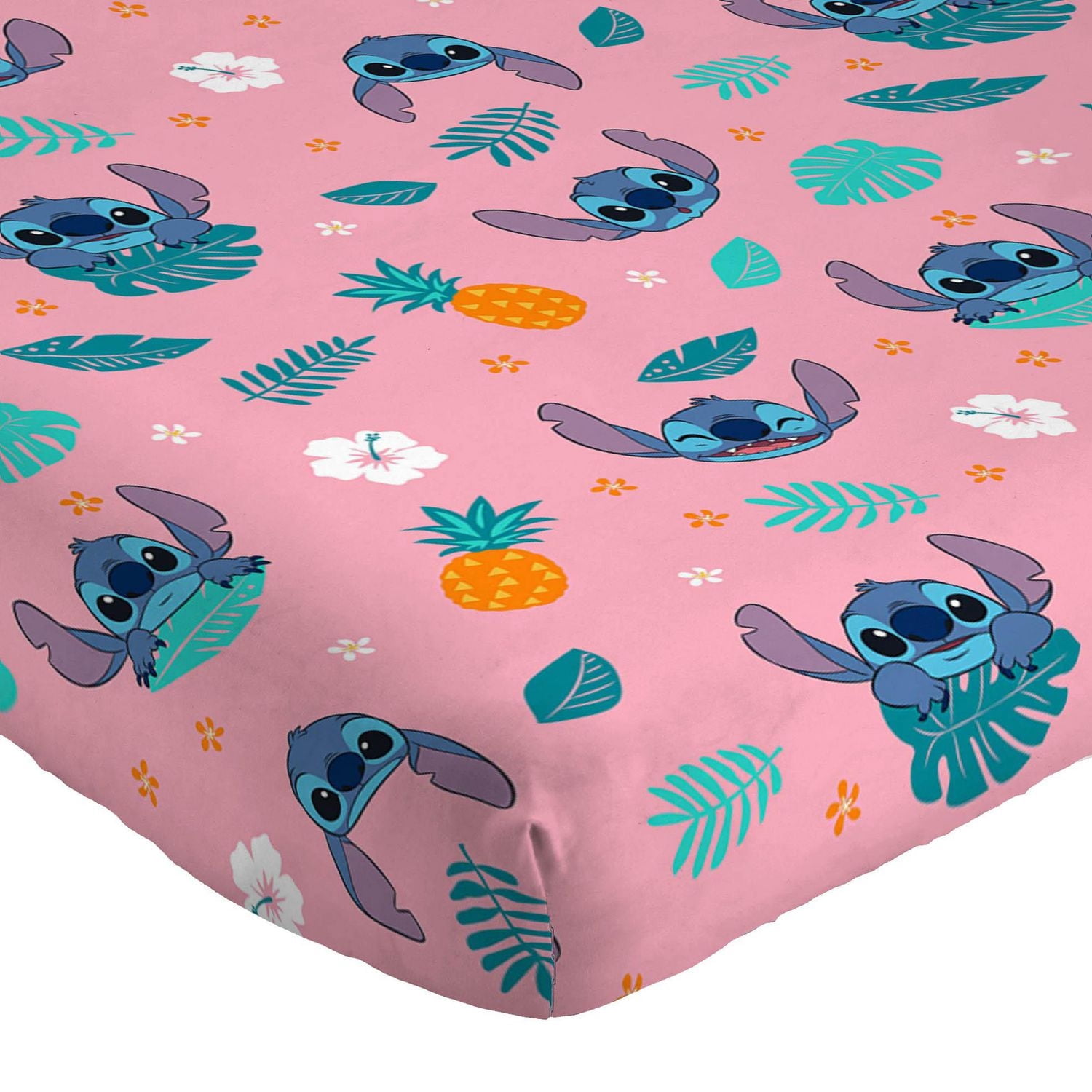 Disney Lilo and Stitch Denim Hawaïen Ensemble de Draps 4-Pièces pour Lit 2 Places, Pour Enfants, 100% Polyester
