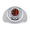 thumbnail image 1 of RYLOS Men's Rings 14K White Gold Designer Gypsy 7MM Round Gemstone & Diamond Ring Garnet January Birthstone Rings Size 9, 1 of 6