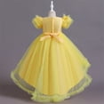 thumbnail image 4 of PMVFHDE Robes pour Petites Filles Enfants Bébé Enfants Printemps Été Robe de Fête pour Filles Colorée Train Robe pour Enfants Robe Fille Anniversaire Robe pour Enfants, Jaune, 3-4 Ans, 4 of 6
