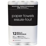 Black & White 12 Value Size Rolls 183 Sheets, 2-Ply Paper Towel