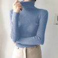 thumbnail image 2 of Yuyuzo Sweaters for Women Long Sleeve Turtlenecks Ribbed Knit Comfy Slim Fitted Basic Pullover Tops, 2 of 5