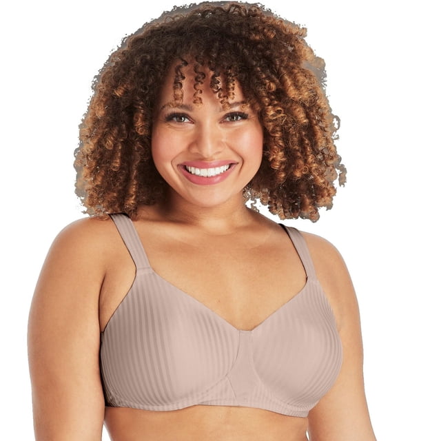 Playtex All Over Silky Smoothing Soutien-Gorge Sans Armatures de Maintien pour Silhouette Généreuse en beige avec Couvrance Totale et Encolure en V Féminine, Doté de Larges Bretelles Rembourrées Doublées de Coton et de Bonnets en Mousse Ultralégers Qui Lissent et Galbent pour un style Invisible sous les Vêtements Adhérents, Convient au Port Quotidien et Idéal comme Soutien-Gorge T-shirt.
