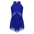 thumbnail image 1 of Yeahdor Robe de Danse Latine Sans Manches à Paillettes pour Filles, Robe Justaucorps de Jazz, Rumba Samba Salsa Cha Cha, Tenue de Danse de Salon Bleue 14, 1 of 5
