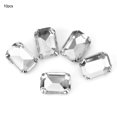 thumbnail image 1 of 10 Pcs Rectangle Couture Strass Verre Cristal Griffe Accessoires de Vêtements DIY (Blanc), 1 of 9