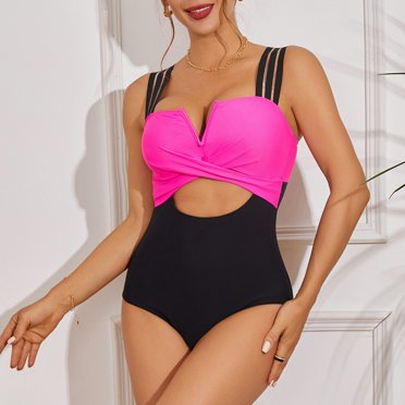 QIPOPIQ Maillots de Bain une Pièce pour Femmes Assortis de Couleurs Maillot de Bain Aguichant Creux Été Liquidation