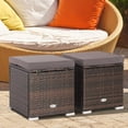 thumbnail image 2 of Costway 2 Pcs Poufs de Patio en Rotin Table d'Appoint Coffre de Rangement Repose-Pieds avec Coussins Gris, 2 of 10