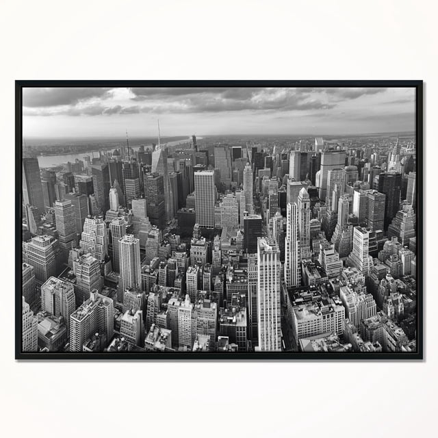 Design Art Vue Aérienne Panoramique De Manhattan Sur Toile Encadrée