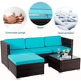 thumbnail image 4 of FDW 5-Piece Outdoor Patio Furniture Set, Rattan Wicker Sofa, Chairs & Table, Blue, 4 of 7
