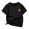 thumbnail image 1 of MEZZALL T-Shirts Multicolores à Motif de Lettres Décontractés pour Enfants, Col Rond, Manches Courtes, Noir, 130, 1 of 6