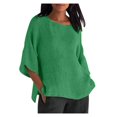 thumbnail image 2 of Blouses, Hauts et T-Shirts pour Femmes Grande Taille en Liquidation Femmes Dames Manches Raccourcies Col Rond Coton Chemise Ample Blouse, 2 of 6