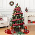 thumbnail image 4 of Yhmxh Jupe de Sapin de Noël 35 Pouces Rouge Housse Douce Flocon de Neige Ornements Ronds Décoration de Sapin de Noël Rétro pour Intérieur Extérieur, 4 of 6