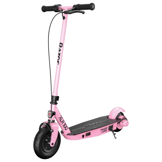 Razor Power Core TGR100 Trottinette Électrique Rose, Conçue pour 8 Ans et Plus avec une Capacité de Poids de 120 Livres. Dotée d'Un Moteur Moyeu de 90 Watts, d'Un Accélérateur au Pouce et d'Un Système de Freinage Double pour un Contrôle Fluide. Comprend un Pneu avant Pneumatique de 8 Pouces et une Roue Arrière de 6 Pouces pour la Stabilité et l'Adhérence. Conçue avec un Cadre en Acier durable, un Plateau Antidérapant et des Poignées en Mousse pour le Confort. Alimentée par une Batterie rechargeable de 12 Volts Offrant jusqu'à 35 minutes d'Autonomie par charge