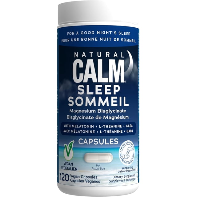 Natural Calm Magnesium Bisglycinate Sleep Supplement Capsules,Rest Support, Improves Sleep Quality, Easy to Digest Magnesium Bisglycinate ,120 Capsules