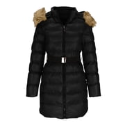 EGNMCR Womens Long Puffer Coat, Long Sleeve Padded Winter Down Coats, Hooded Parka Jacket Women's Winter Casual Loose Fashion Color Pocket Zippered Tops Reversible Long Cotton Coat Women Coat