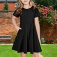 thumbnail image 1 of NTACZA Robes Filles Manches Courtes Midi Décontractées Robes T-Shirt Amples Fluides Robe de Plage pour Ado 5 Ans, 1 of 7