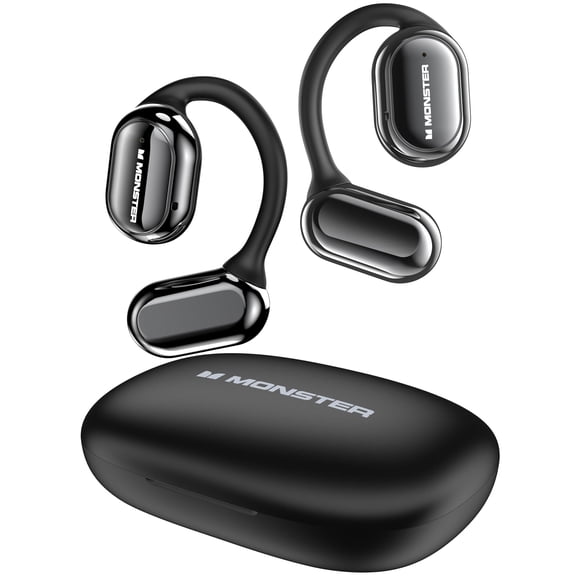 Monster Open Ear Headphones, Bluetooth 5.3 Wireless Headphones with Earhooks, Immersive Stereo Sound by Dual Large Driver, Clear Talk, 30H Playtime,Waterproof Sport Earbuds for Running