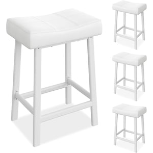 Bar Stools, Set of 2 or 4 Bar Chairs, Counter Height Stools, Saddle Barstools with Curved Surface, 20" W, 3.2" Thick Upholstery, for Kitchen, Dining Room, Cafe
