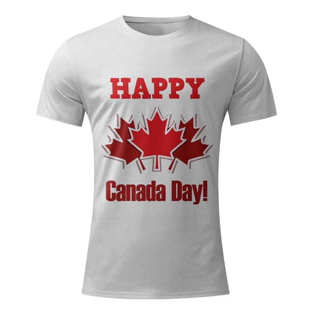 TIMIFIS T-Shirts à Manches Courtes pour Femmes, Col Rond Décontracté, T-Shirts Imprimés Feuille d'Érable du Canada, Hauts Vintage d'Été