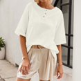 thumbnail image 2 of WEIYLL Womens Tshirt Classic With Button Detail Short Sleeve Spring Summer White Tops Sizes M, 2 of 5