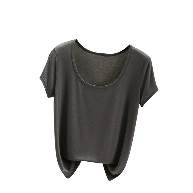 Yuyuzo Hauts de Pyjama Grande Taille pour Femmes Manches Courtes Haut de Pjs Col Rond Chemises de Nuit Doux Confortables Vêtements d'Intérieur