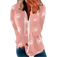 thumbnail image 1 of Pompotops Women Dandelions Printing Hooded Long Sleeve Zipper Drawstring Shirts Tops Coat, 1 of 5