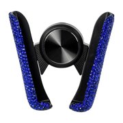 Blue Rhinestone Diamond Car Phone Mount Magnetic Vent Clip Holder With Sparkling Crystal Design For Dashboard Cell Phone Stand