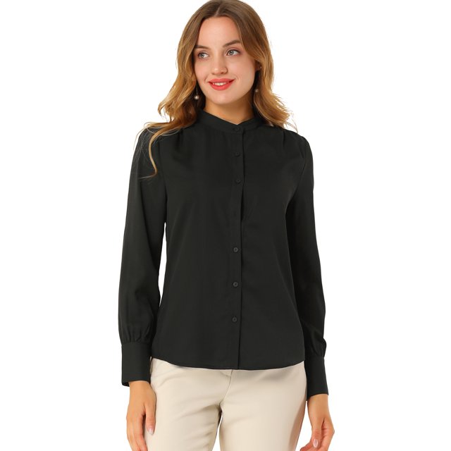 INSPIRE CHIC Chemises à Manches Longues pour Femmes avec Col Montant et Boutons