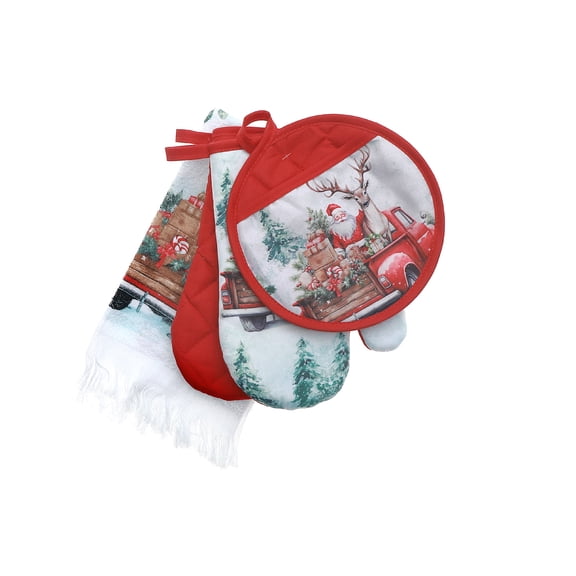 Ensemble De Cuisine 4 Pièces (Père Noël Avec Cerf Sur Camion)