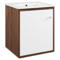thumbnail image 1 of Pemberly Row 18" Wall-Mount Wood Bathroom Vanity in Walnut/White, 1 of 8