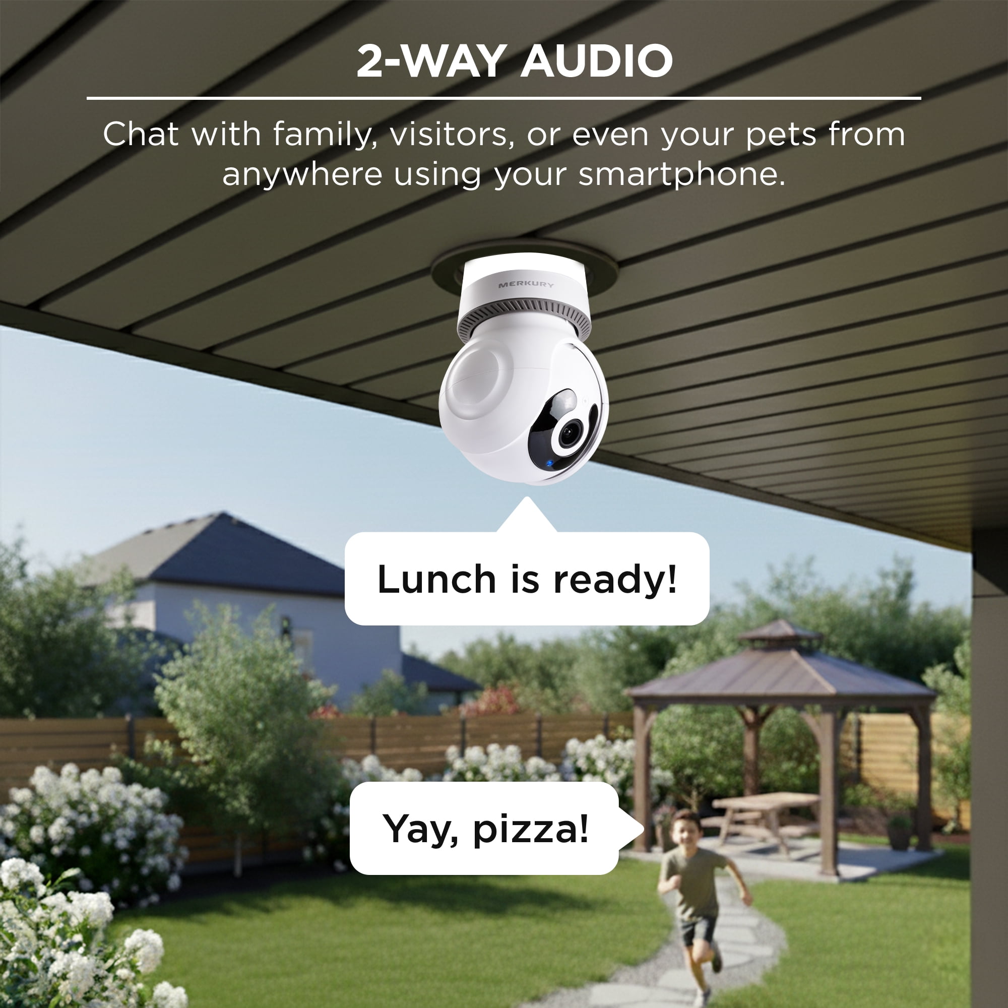 Caméra de sécurité Merkury Smart 2K intégrée à une ampoule, rotation et inclinaison à 360°, vidéo HD 4 MP, vision nocturne, alertes de mouvement